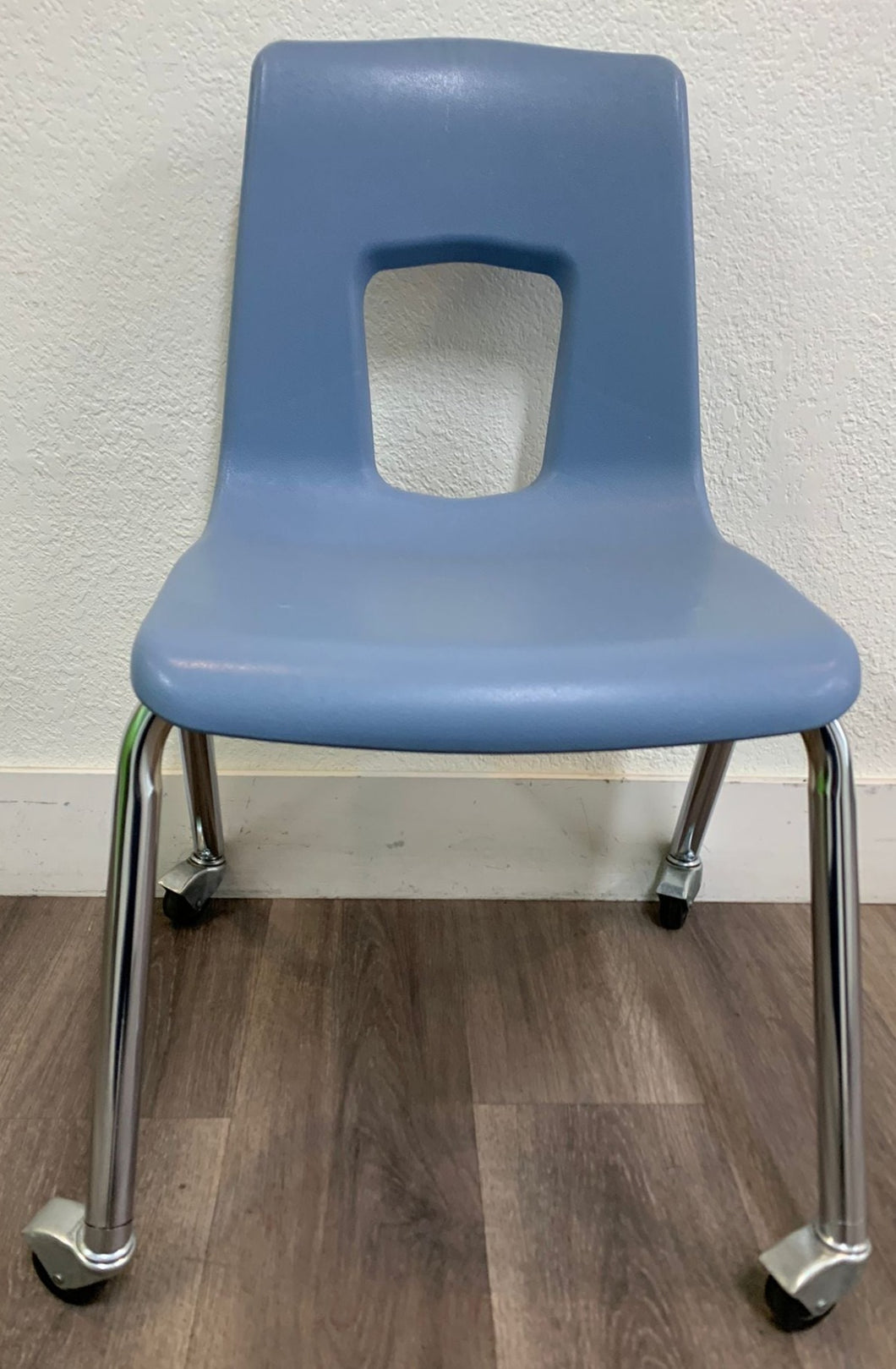 Teacher Chair -18in Artco Bell Uniflex Chair w/ Casters, Light Blue (RF)