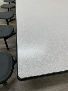 10ft Cafeteria Lunch Table w/ 12 Stool Seat, Gray Top, Black Seat, Elementary Size (RF)