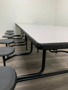 10ft Cafeteria Lunch Table w/ 12 Stool Seat, Gray Top, Black Seat, Elementary Size (RF)