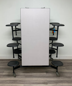 10ft Cafeteria Lunch Table w/ 12 Stool Seat, Gray Top, Black Seat, Elementary Size (RF)