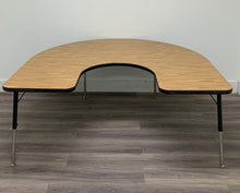 Load image into Gallery viewer, 60&quot; x 66&quot; Horse Shoe Activity Table, Adjustable Legs, Wood Grain Top (RF)
