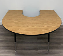 Load image into Gallery viewer, 60&quot; x 66&quot; Horse Shoe Activity Table, Adjustable Legs, Wood Grain Top (RF)
